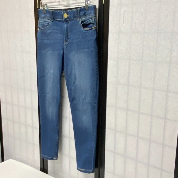 Democracy Mid Rise Ab-solution Ankle Skimmer Denim Blue Jeans Gold Buttons 10 - Picture 4 of 16